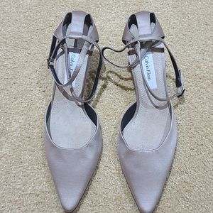 Calvin Klein satin ankle strap heels